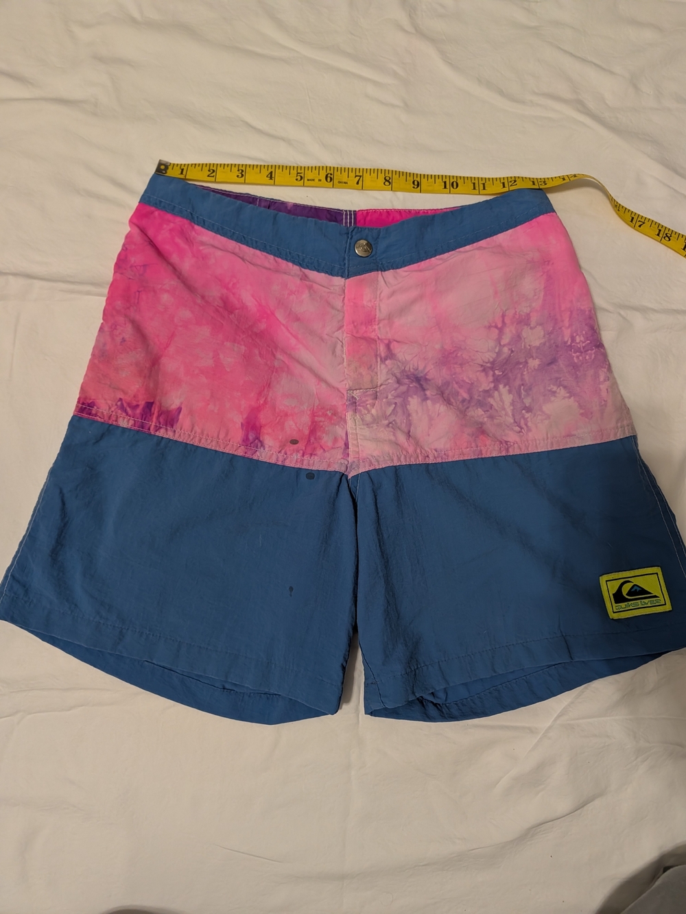 Quiksilver Women's Pink Tie-Dye and Blue Colorblock Boardshorts
